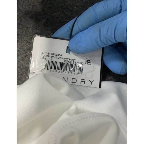 NEW Laundry Shelli Segal Sequin Florette Shift Dress 6 White Champagne Sequin - Picture 7 of 8